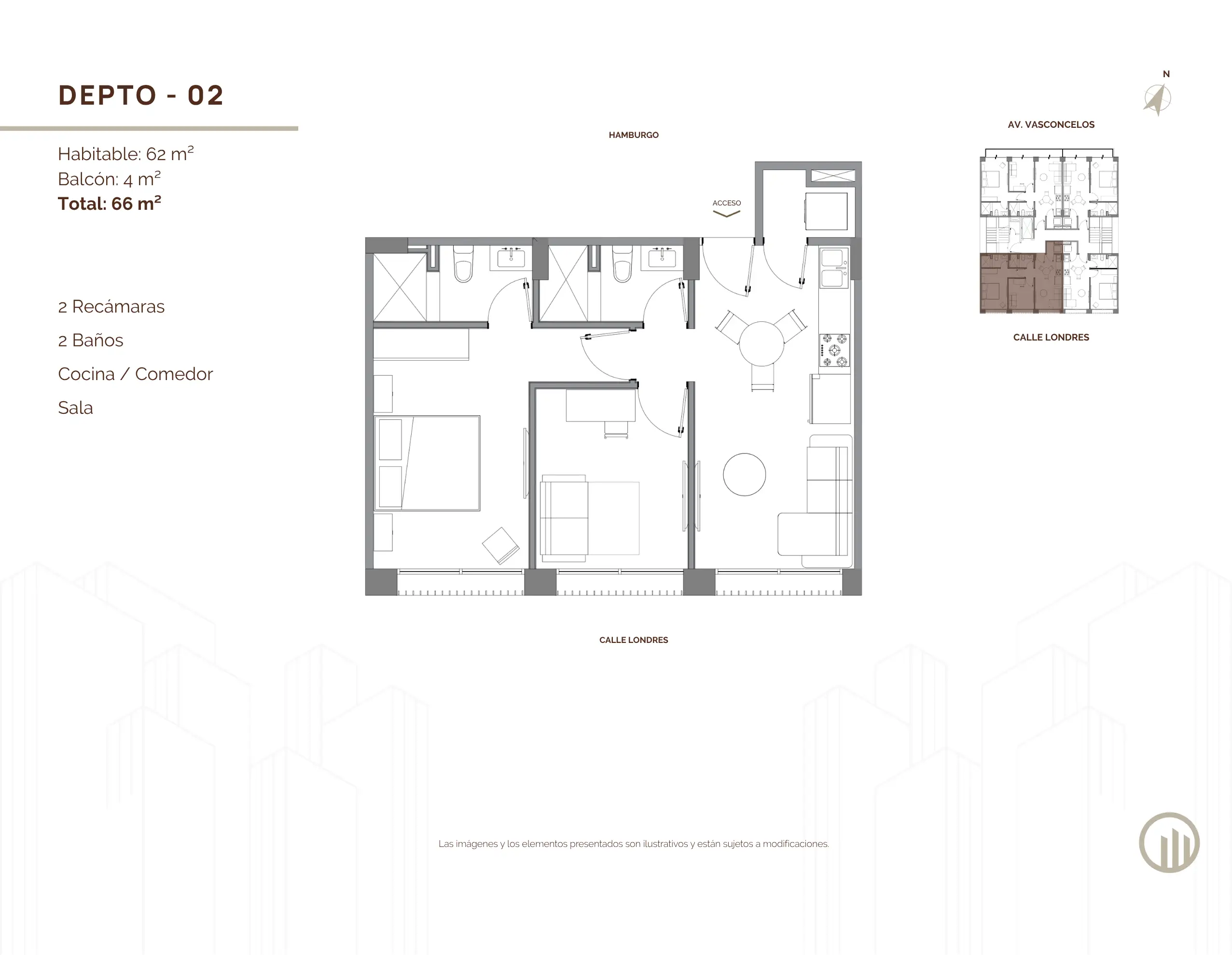 Tipología de departamento. Plano arquitectónico